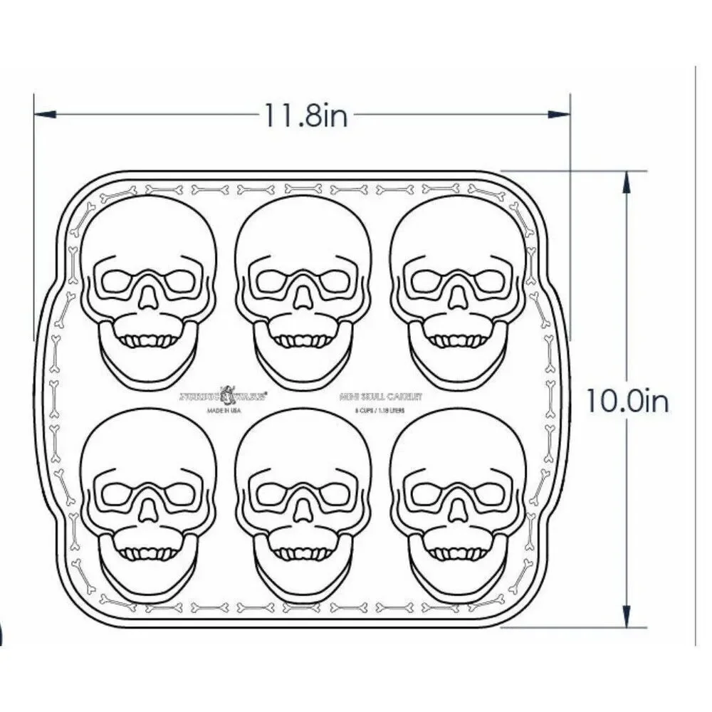 NWOB Nordic Ware Skull 6 Cakelet‎ Bakeware Halloween, Day Of The Dead
